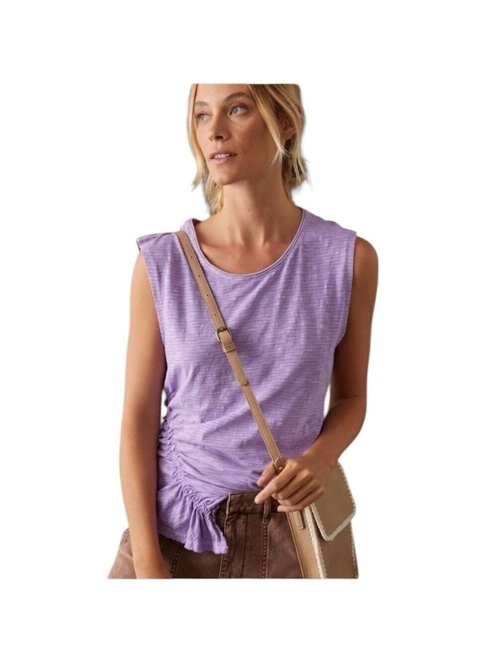 ANTHROPOLOGIE  Pilcro Purple Women's Sleeveless Ruched side Top medium